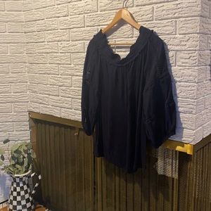 Off the should navy blue top